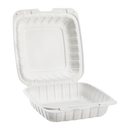 Karat Earth 8" x 8" Mineral Filled PP Hinged Container, 1 compartment, White - 200 pcs