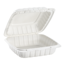 Karat Earth 8" x 8" Mineral Filled PP Hinged Container, 1 compartment, White - 200 pcs