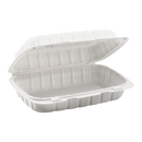 Karat Earth 9" x 6" Mineral Filled PP Hinged Container, 1 compartment, White - 250 pcs