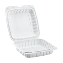Karat Earth 9" x 9" Mineral Filled PP Hinged Container, 1 compartment, White - 120 pcs