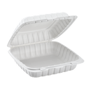 Karat Earth 9" x 9" Mineral Filled PP Hinged Container, 1 compartment, White - 120 pcs
