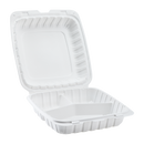 Karat Earth 9" x 9" Mineral Filled PP Hinged Container, 3 compartments, White - 120 pcs