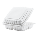 Karat Earth 9" x 9" Mineral Filled PP Hinged Container, 3 compartments, White - 120 pcs