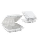 Karat Earth 9" x 9" Mineral Filled PP Hinged Container, 3 compartments, White - 120 pcs