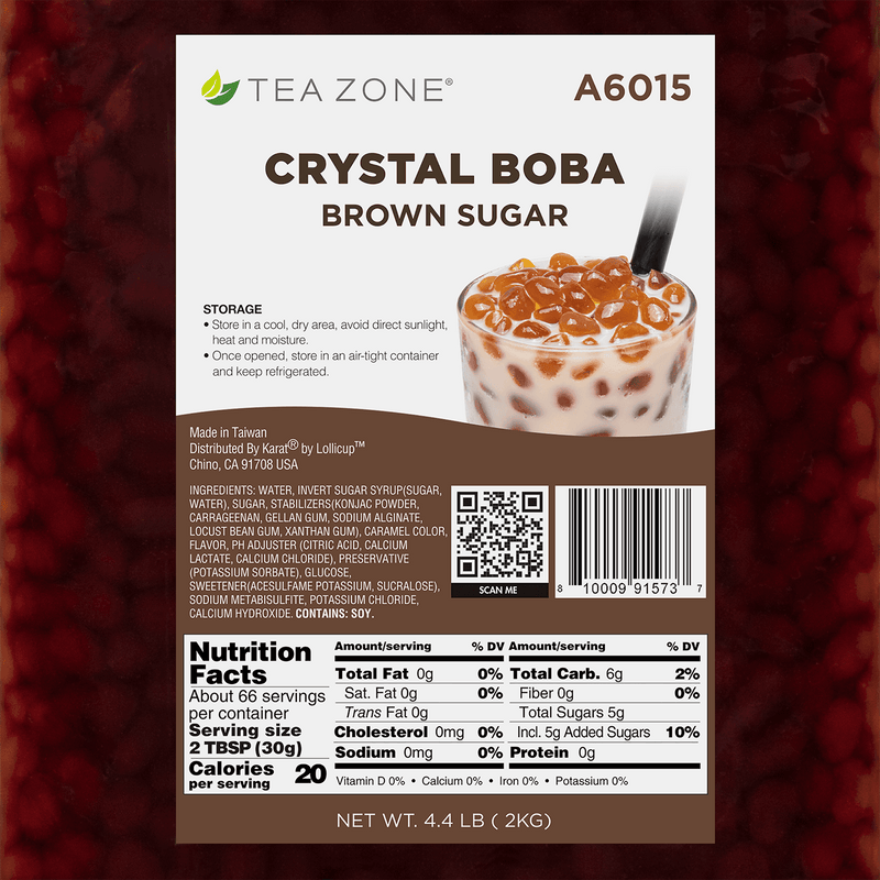 Tea Zone Crystal Boba, Brown Sugar - Case of 6 bags