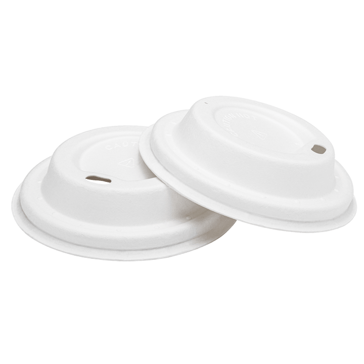 Karat Earth 80mm Bagasse Sipper Dome Lid for 8oz Hot Cup, White - 500 pcs