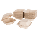 Karat Earth 6''x6'' Molded Fiber Hinged Containers, PFAS Free, Natural - 500 pcs