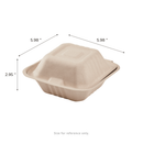 Karat Earth 6''x6'' Molded Fiber Hinged Containers, PFAS Free, Natural - 500 pcs