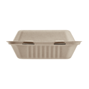 Karat Earth 8''x8'' PFAS Free Compostable Bagasse Hinged Containers, Natural - 200 pcs