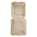 Karat Earth 8''x8'' PFAS Free Compostable Bagasse Hinged Containers, Natural - 200 pcs