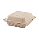 Karat Earth 9''x9'' Molded Fiber Hinged Containers, PFAS Free, Natural - 200 pcs