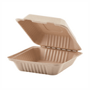 Karat Earth 9''x9'' Molded Fiber Hinged Containers, PFAS Free, Natural - 200 pcs