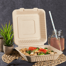 Karat Earth 9''x9'' Molded Fiber Hinged Containers, PFAS Free, Natural - 200 pcs