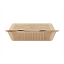 Karat Earth 3 Compartments, 9''x9'' Molded Fiber Hinged Containers, PFAS Free, Natural - 200 pcs