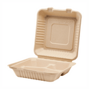 Karat Earth 3 Compartments, 9''x9'' Molded Fiber Hinged Containers, PFAS Free, Natural - 200 pcs