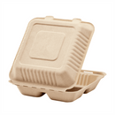 Karat Earth 3 Compartments, 9''x9'' Molded Fiber Hinged Containers, PFAS Free, Natural - 200 pcs