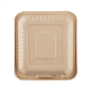Karat Earth 3 Compartments, 9''x9'' Molded Fiber Hinged Containers, PFAS Free, Natural - 200 pcs