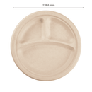 Karat Earth 3 Compartments, 9'' Molded Fiber Round Plates, PFAS Free, Natural - 500 pcs