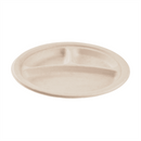 Karat Earth 3 Compartments, 9'' Molded Fiber Round Plates, PFAS Free, Natural - 500 pcs