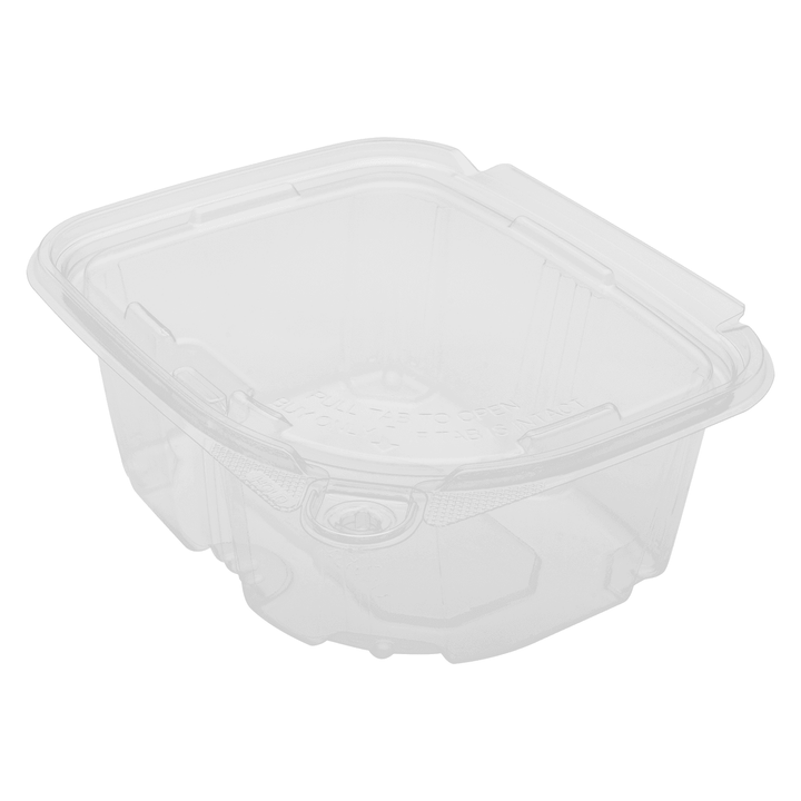 Karat 16oz PET Plastic Tamper Resistant Hinged Deli Container with Lid - 200 pcs