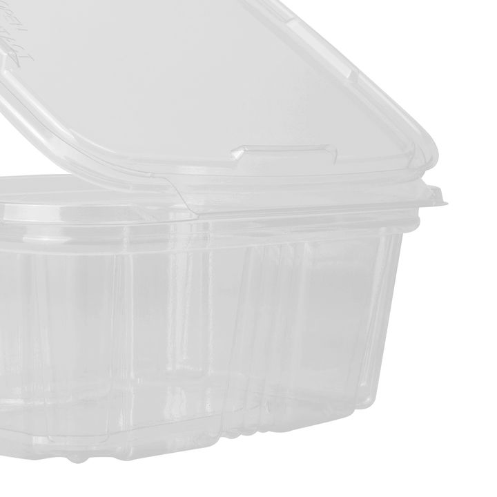 Karat 16oz PET Plastic Tamper Resistant Hinged Deli Container with Lid - 200 pcs