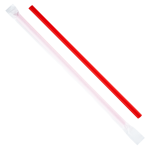 Karat 9'' Giant Straws (8mm) Paper Wrapped, Red - 2,500 pcs