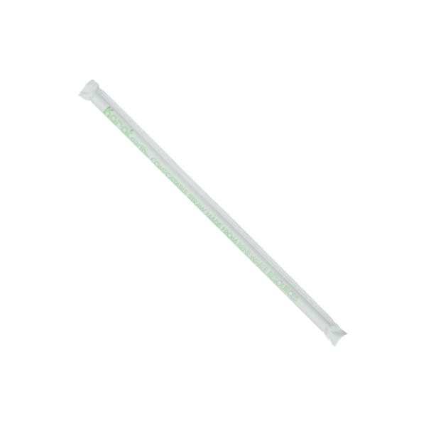 Karat Earth 8.75" Giant PLA Straw (7mm) Paper Wrapped, Clear - 4,000 pcs