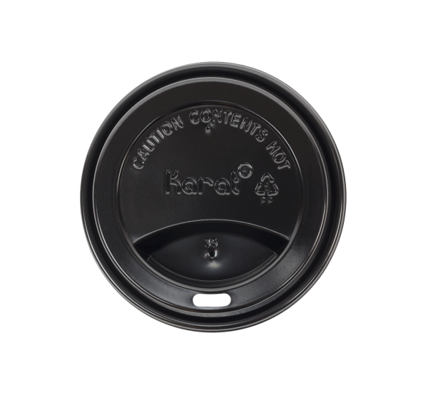 Karat 90mm Dome Lid for 10-24 oz cups, Black - 1,000 pcs