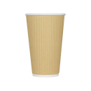 Karat 16oz Ripple Paper Hot Cups (90mm), Kraft - 500 pcs