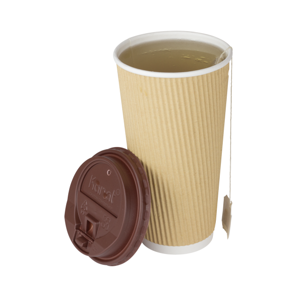 Karat 20oz Ripple Paper Hot Cups (90mm), Kraft - 500 pcs