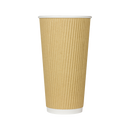 Karat 20oz Ripple Paper Hot Cups (90mm), Kraft - 500 pcs