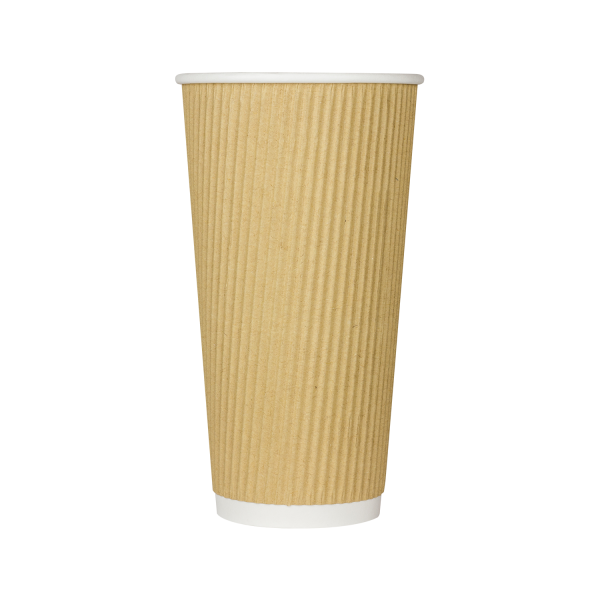 Karat 20oz Ripple Paper Hot Cups (90mm), Kraft - 500 pcs
