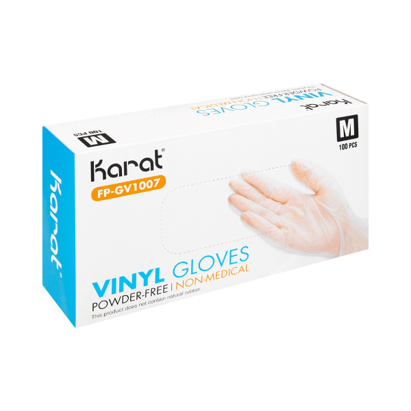 Karat Vinyl Powder-Free Gloves (Clear), Medium - 1,000 pcs