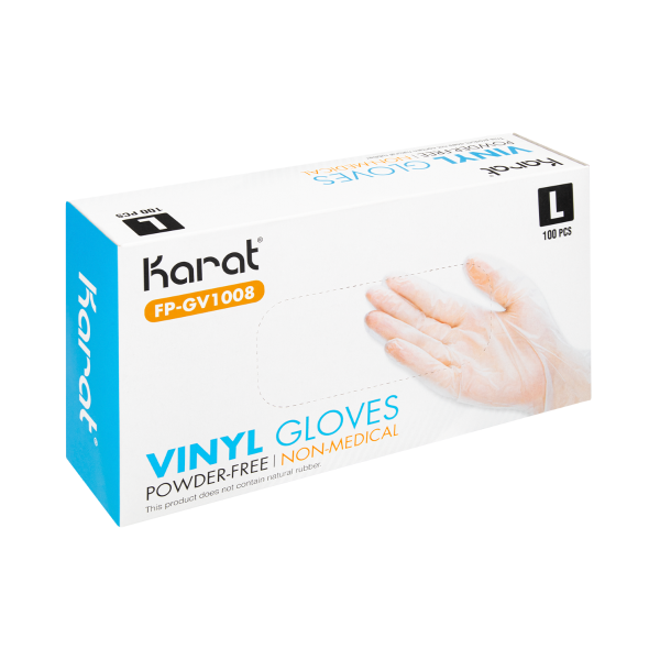 Karat Vinyl Powder-Free Gloves (Clear), Large - 1,000 pcs