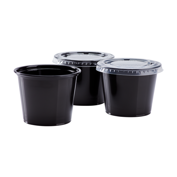 Karat 5.5 oz PP Plastic Portion Cups, Black - 2,500 pcs