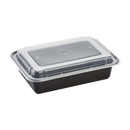 Karat 38 oz PP Plastic Microwavable Rectangular Food Containers & Lids, Black - 150 sets