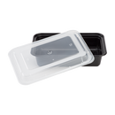 Karat 38 oz PP Plastic Microwavable Rectangular Food Containers & Lids, Black - 150 sets