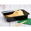 Karat 38 oz PP Plastic Microwavable Rectangular Food Containers & Lids, Black - 150 sets