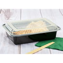 Karat 38 oz PP Plastic Microwavable Rectangular Food Containers & Lids, Black - 150 sets