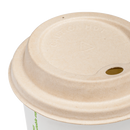 Karat Earth Bagasse Sipper Dome Lid for 10-24 oz. Hot Cup, Natural - 500 pcs