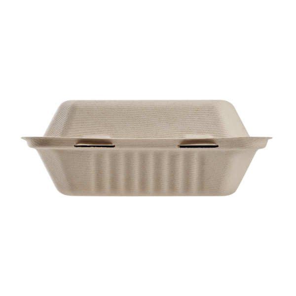 Karat Earth 8'' x 8'' Compostable Bagasse Hinged Containers, Natural - 200 pcs