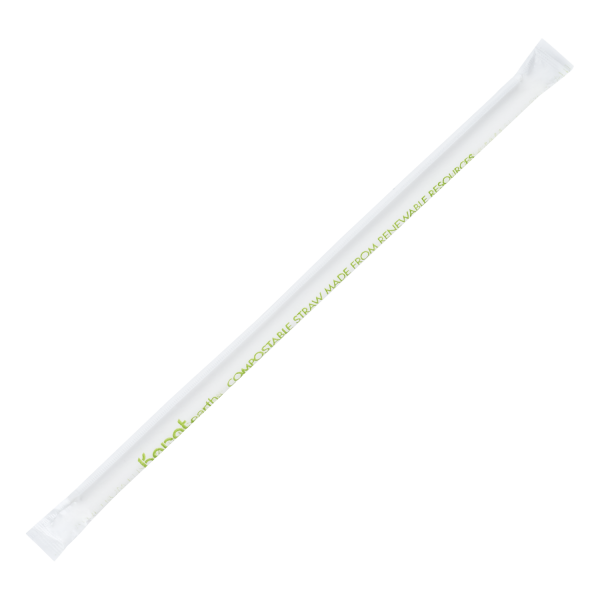 Karat Earth 9" Giant Paper Straw (7mm) Wrapped, White - 1,200 pcs