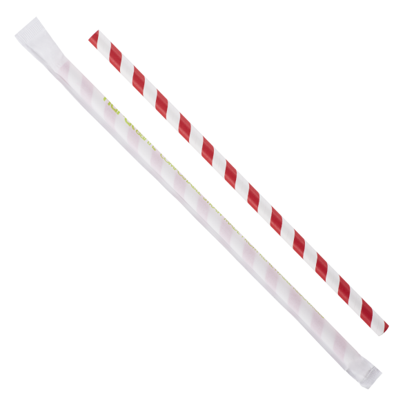 Karat Earth 9" Giant Paper Straw Wrapped, Red & White - 1,200 pcs