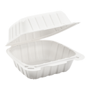 Karat Earth 6" x 6" Mineral Filled PP Hinged Container, 1 compartment, White - 400 pcs