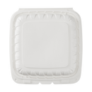 Karat Earth 8" x 8" Mineral Filled PP Hinged Container, 1 compartment, White - 200 pcs