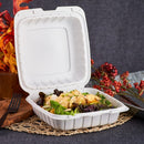 Karat Earth 8" x 8" Mineral Filled PP Hinged Container, 1 compartment, White - 200 pcs