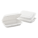 Karat Earth 9" x 6" Mineral Filled PP Hinged Container, 1 compartment, White - 250 pcs