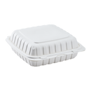 Karat Earth 9" x 9" Mineral Filled PP Hinged Container, 1 compartment, White - 120 pcs