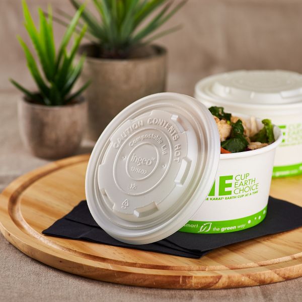 Karat Earth 114.6mm Flat Lid for 12-16oz Compostable Paper Food Container - 500 pcs