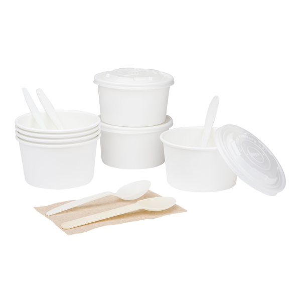 Karat Earth 12oz Eco-Friendly Paper Food Containers (114.6mm), White - 500 pcs